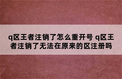 q区王者注销了怎么重开号 q区王者注销了无法在原来的区注册吗